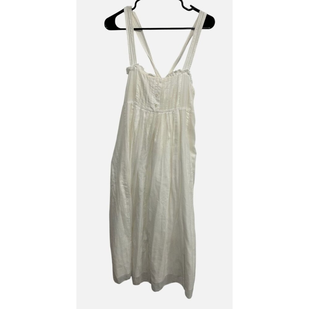 J.Crew Womens White Sleeveless Pleated Bust Dress Cottagecore Baby Doll Sz 12
